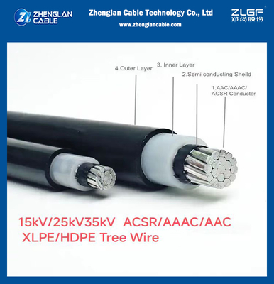 15kv AAC AAAC ACSR Conducteur XLPE câble à bois isolant HDPE 185mm2 NTC 5909 ICEA S121-733