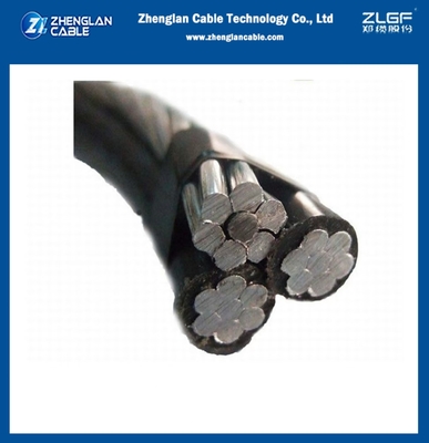 Cable aérien isolé ABC 0,6/1KV AAC/XLPE+ACSR 2X6AWG+1X6AWG Conducteurs en aluminium de type triplex