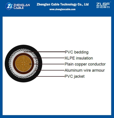 0.6/1kv CU/XLPE/PVC/AWA/PVC câble d'alimentation basse tension fil d'aluminium blindé 1x630sqmm IEC60502-1