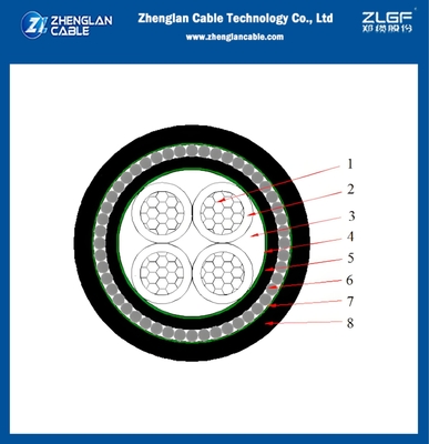 Cable en aluminium souterrain basse tension 0,6/1kv Isolation Xlpe avec armure en fil d'acier 4x70mm2 AL/XLPE/PVC/SWA/PVC