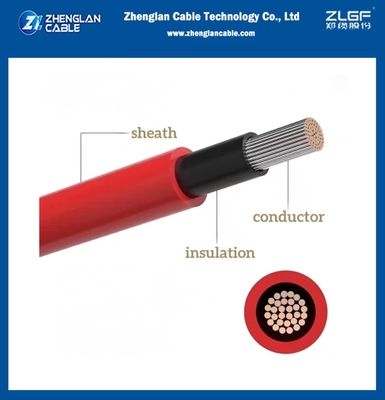 Câble solaire DC1.5KV Cuivre étamé/xlpo/xlpo 1x6mm2 Noir & Rouge Câble solaire photovoltaïque H1Z2Z2-K