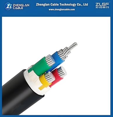 Cable en aluminium à basse tension YJLV multi-noyau 0,6/1kv AL/XLPE/PVC 4X120mm2 conducteur en aluminium xlpe enveloppe en pvc isolée