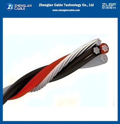 Cable en aluminium quadruplexe 3x70+70 mm2 Neutre nu AAC/XLPE+AAC 0,6/1kv Conducteur en aluminium XLPE isolation NBR 8182