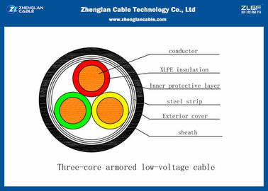 3 le câble des noyaux 0.6/1kV CU/AL BT, XLPE a isolé le cable électrique blindé (AL/CU/N2XB2Y)