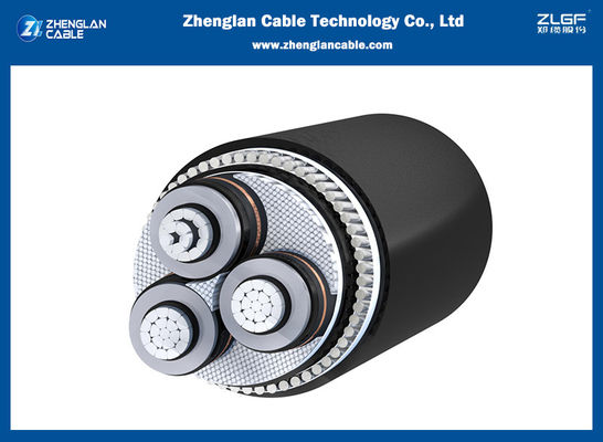 Cable électrique blindé de fil d'acier du PE 3x300SQMM de la SWA d'AL XLPE du système mv 33KV